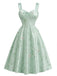 40er Set mit Bolerojacke und Satin-Blumenkleid mit Herzausschnitt