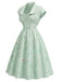 40er Set mit Bolerojacke und Satin-Blumenkleid mit Herzausschnitt
