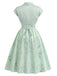 40er Set mit Bolerojacke und Satin-Blumenkleid mit Herzausschnitt