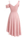 Rosa 50er One-Shoulder Cocktailkleid mit Schleife