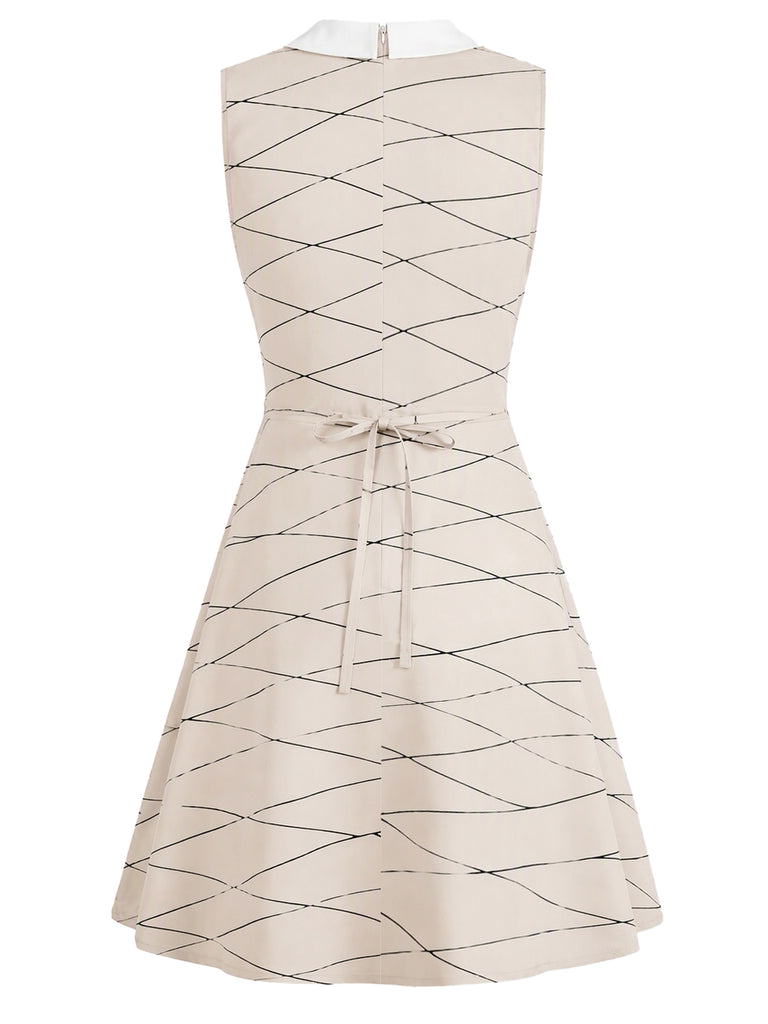 [Vorverkauf] 60er ärmelloses Kleid mit Mumien-Print und Peter-Pan-Kragen