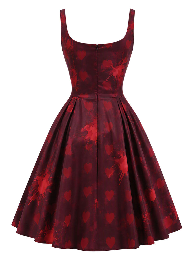 50er Halloween Kleid mit Herz- und Blutflecken-Print