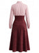 30er Shirtkleid mit Streifen und Wildleder-Patchwork