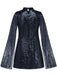 30er Paillettenkleid mit Stehkragen und Glockenärmeln