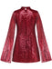 30er Paillettenkleid mit Stehkragen und Glockenärmeln