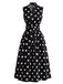 50er Ärmelloses Kleid mit Polka-Dots und Schleife