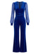 40er Samt-Jumpsuit mit transparenten Ärmeln und ausgestelltem Bein
