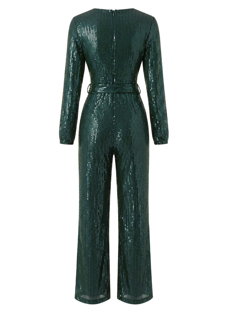 30er Jumpsuit mit Pailletten und langen Ärmeln