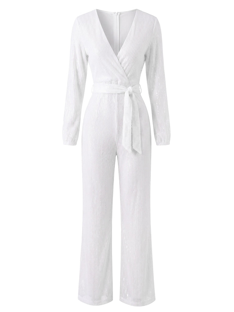 30er Jumpsuit mit Pailletten und langen Ärmeln