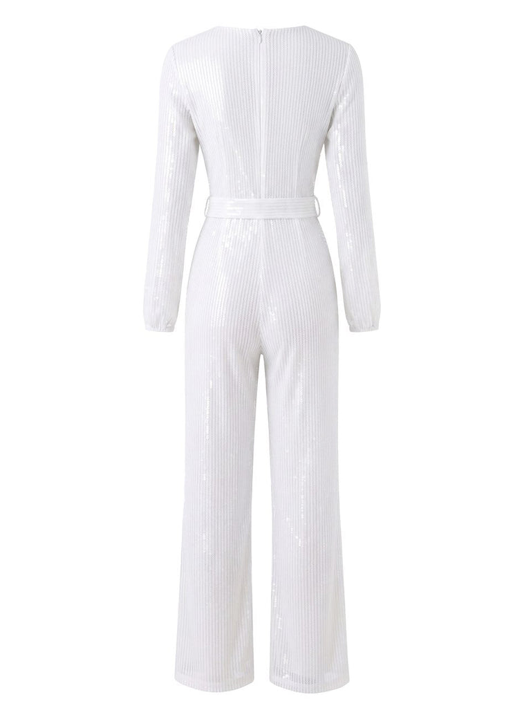 30er Jumpsuit mit Pailletten und langen Ärmeln