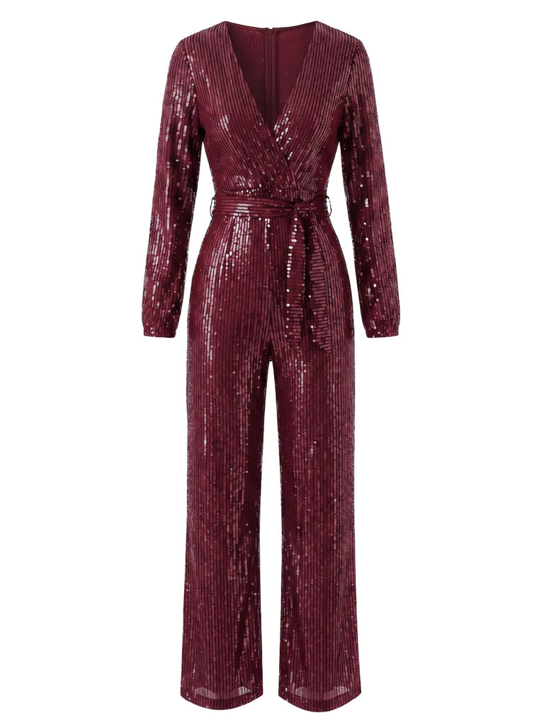 30er Jumpsuit mit Pailletten und langen Ärmeln