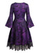 50er Gothic Halloween Skelett-Kleid mit Glockenärmeln