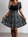 50er Pilz-Gothic-Kleid mit V-Ausschnitt und Fake-Zweiteiler