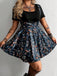 50er Pilz-Gothic-Kleid mit V-Ausschnitt und Fake-Zweiteiler