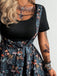 50er Pilz-Gothic-Kleid mit V-Ausschnitt und Fake-Zweiteiler