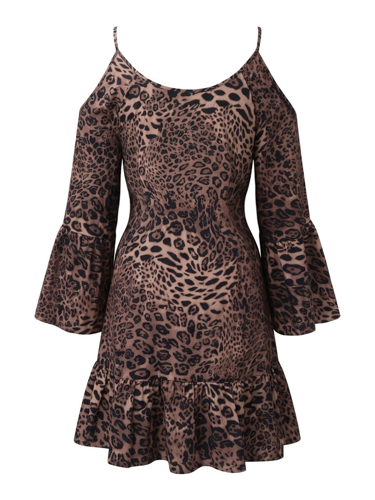 [Übergröße] 70er Cold-Shoulder Minikleid mit Paisley
