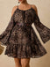 [Übergröße] 70er Cold-Shoulder Minikleid mit Paisley