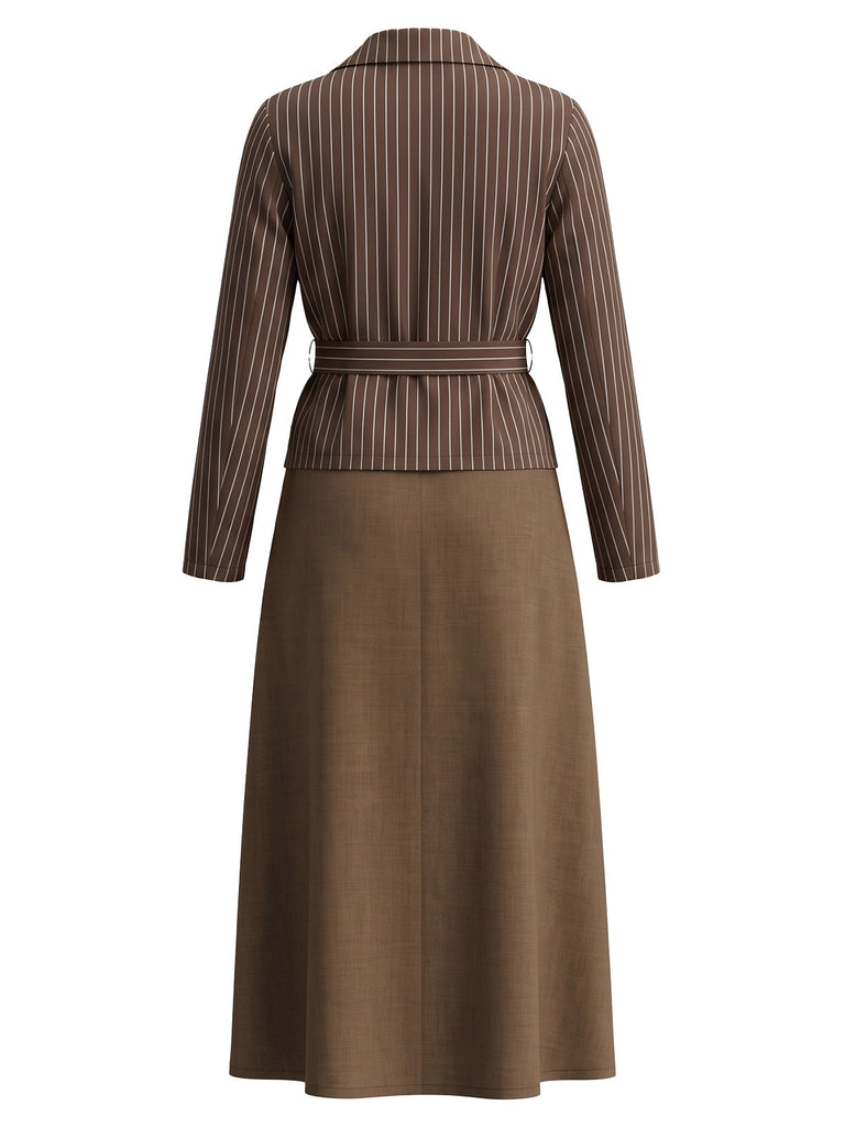40er Nadelstreifenset aus Blazer und A-Linien-Midikleid