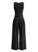 Brauner 70er ärmelloser Jumpsuit mit V-Ausschnitt und weiten Beinen