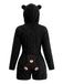 80er Fleece-Kapuzenromper mit Teddybärstickerei