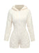 80er Fleece-Kapuzenromper mit Teddybärstickerei