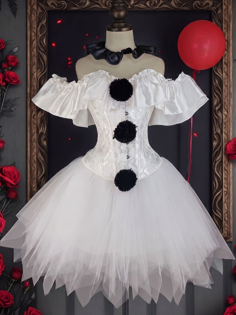 50er Clown-Set mit Carmen-Korsett und Rock