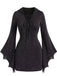 60er Halloween Kleid mit V-Ausschnitt und Bindung