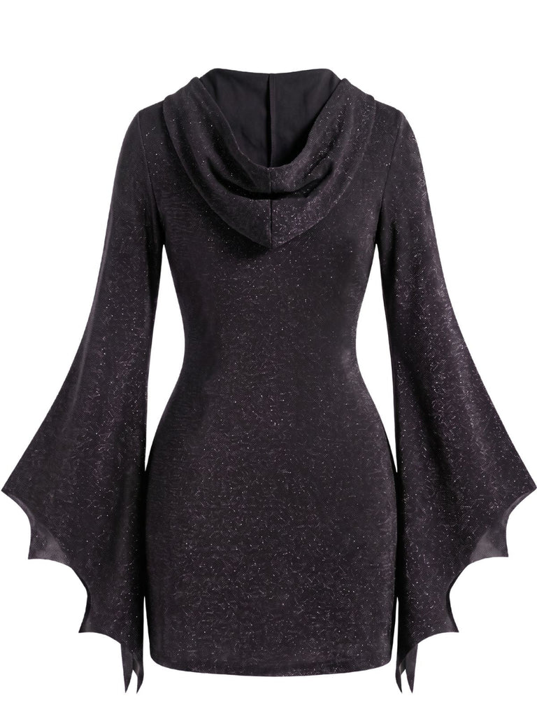 60er Halloween Kleid mit V-Ausschnitt und Bindung