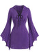 60er Halloween Kleid mit V-Ausschnitt und Bindung