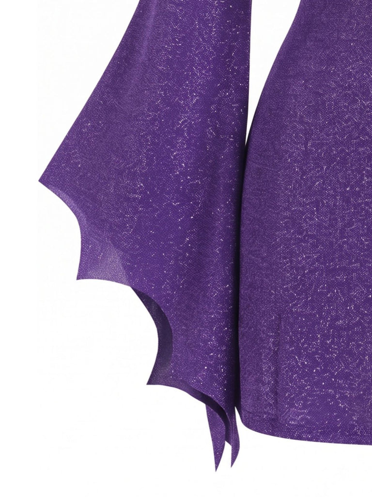 60er Halloween Kleid mit V-Ausschnitt und Bindung