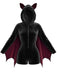 [Vorverkauf] Weinroter 60er Halloween Batgirl Samt-Romper mit Fledermausärmeln und Katzenohren-Kapuze