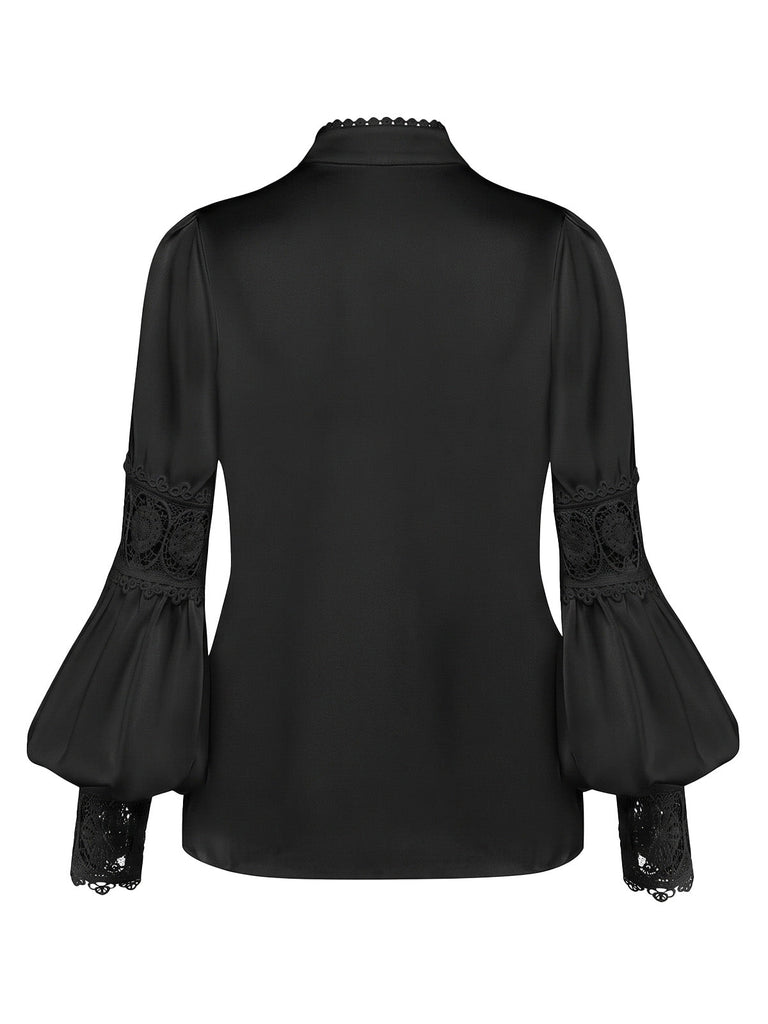 50er Bluse mit Spitze und Ballonärmeln