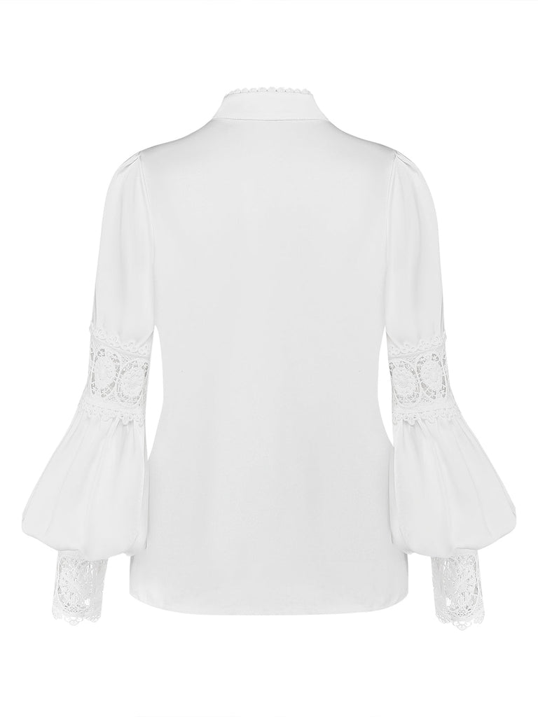 50er Bluse mit Spitze und Ballonärmeln
