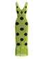 80er Kleid mit Polka-Dots und Lochstrick