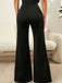 Schwarze 50er Schlaghose mit floraler Spitze und hoher Taille
