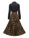 50er Shirtkleid mit Leoparden-Print und Plisseefalten