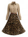 50er Shirtkleid mit Leoparden-Print und Plisseefalten