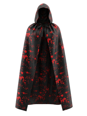 70er Halloween Umhang mit Kapuze und Blut-Handprint
