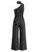50er Jumpsuit mit Polka-Dots und asymmetrischem Neckholder