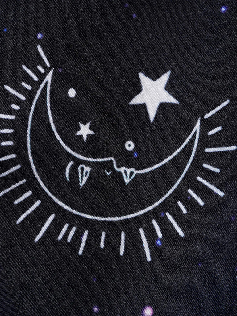 60er Halloween A-Linien-Kleid mit Sternen und Mond