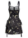 60er Halloween A-Linien-Kleid mit Sternen und Mond