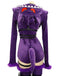 Lila 60er Halloween Monster-Kapuzenbody mit Kunstfellbesatz