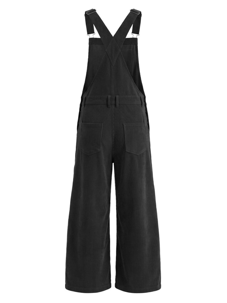 50er Cord-Latzhose mit Taschen und weitem Bein
