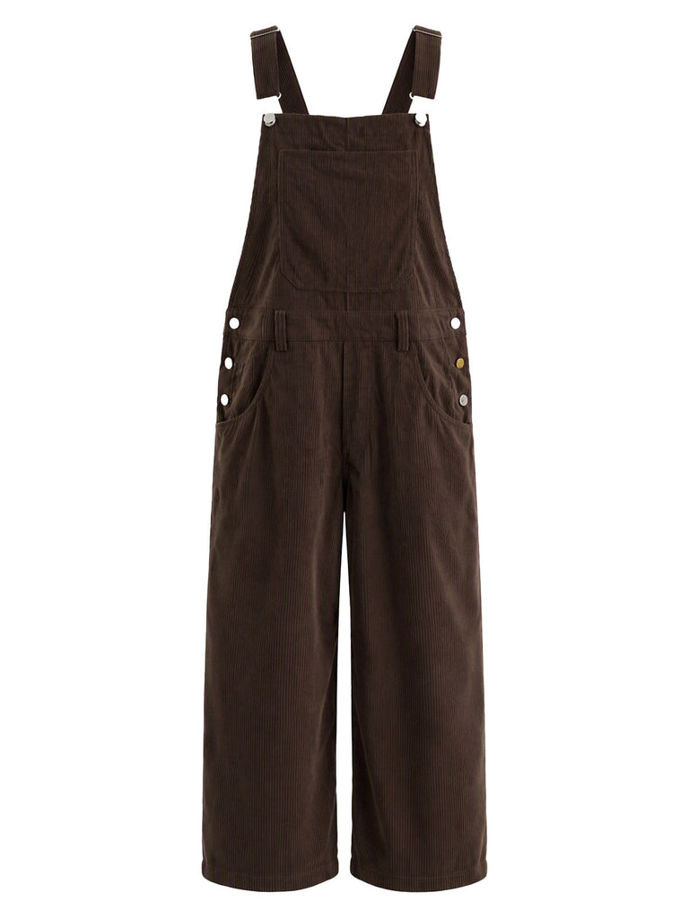50er Cord-Latzhose mit Taschen und weitem Bein