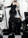Schwarzer 30er Gothic Meerjungfrauenrock mit Metallic-Glanz und Spitze