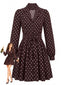Braunes 60er Polka-Dot Kleid mit Reverskragen und Gürtel