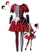 40er Halloween Clown-Kostümkleid-Set mit Streifen und Karo