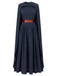 Marineblaues 70er Königin-Kostüm-Plisseekleid mit Cape