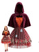 70er Rotkäppchen-Halloween-Kleid mit Kapuzen-Cape