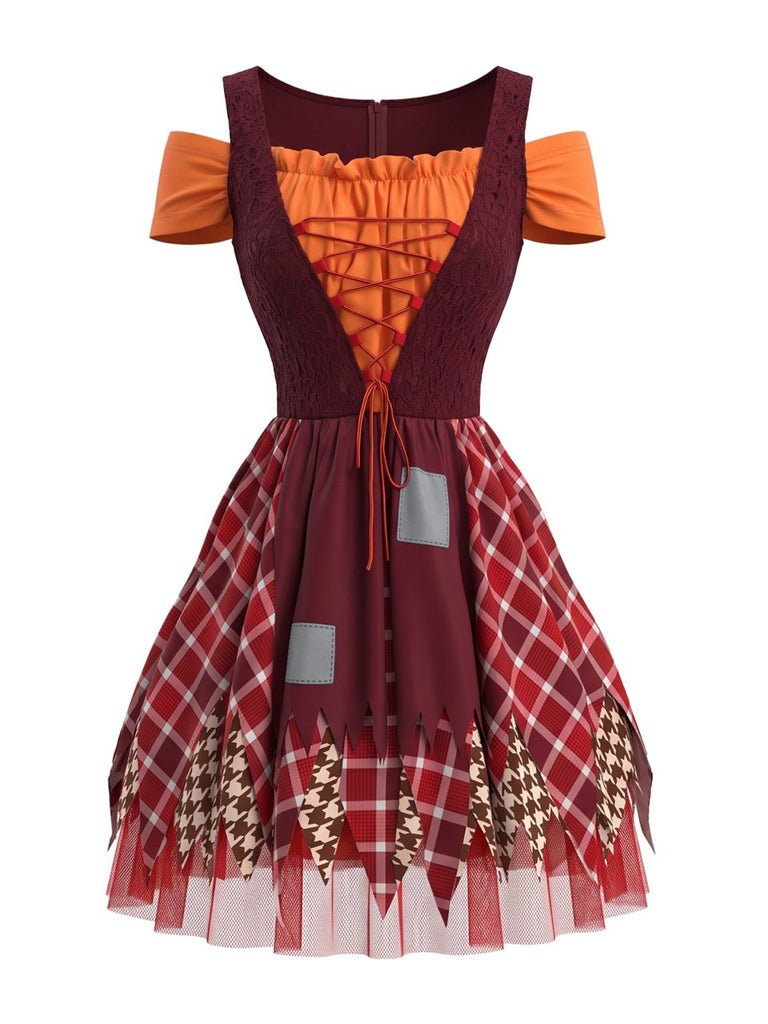 70er Rotkäppchen-Halloween-Kleid mit Kapuzen-Cape